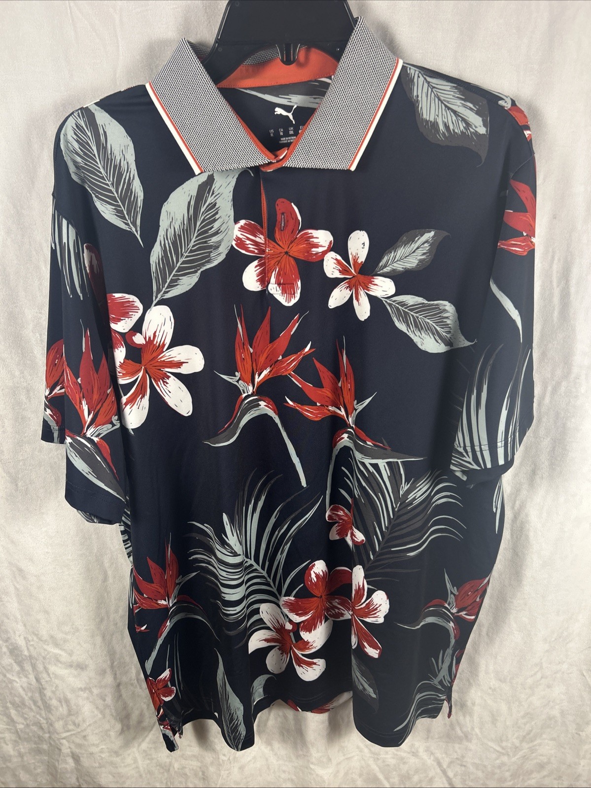 NEW Puma Mattr Luau Polo $80 Navy Floral Golf Shirt Men’s Size Large