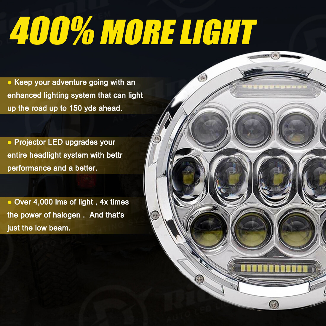 7" inch LED DRL Headlight + Passing Lights For Harley Davidson Touring Road King