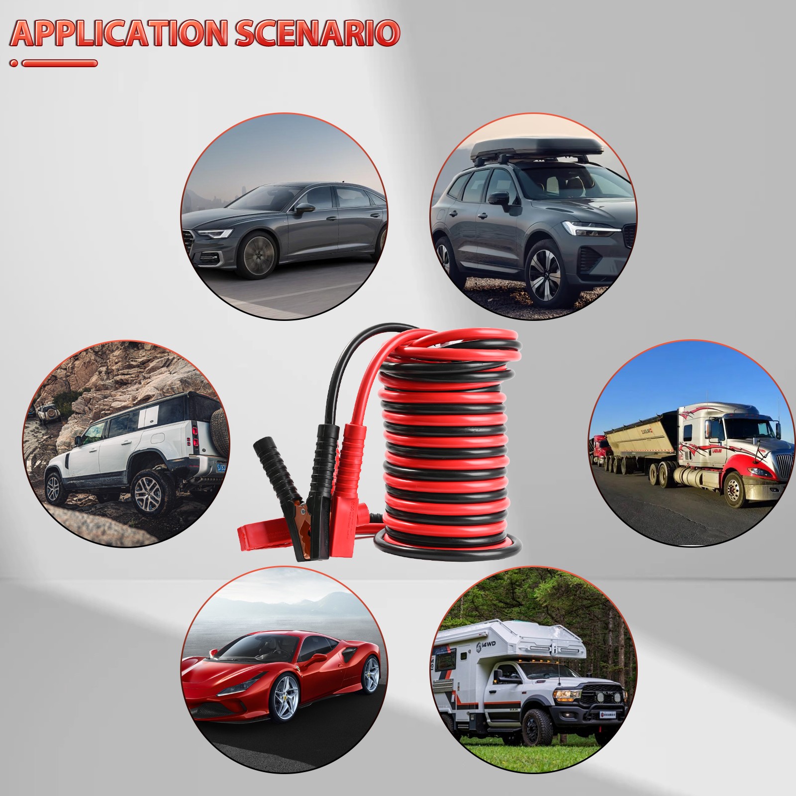 HEAVY DUTY 20FT BATTERY 2 GAUGE BOOSTER CABLE EMERGENCY POWER JUMPER 2000 AMP