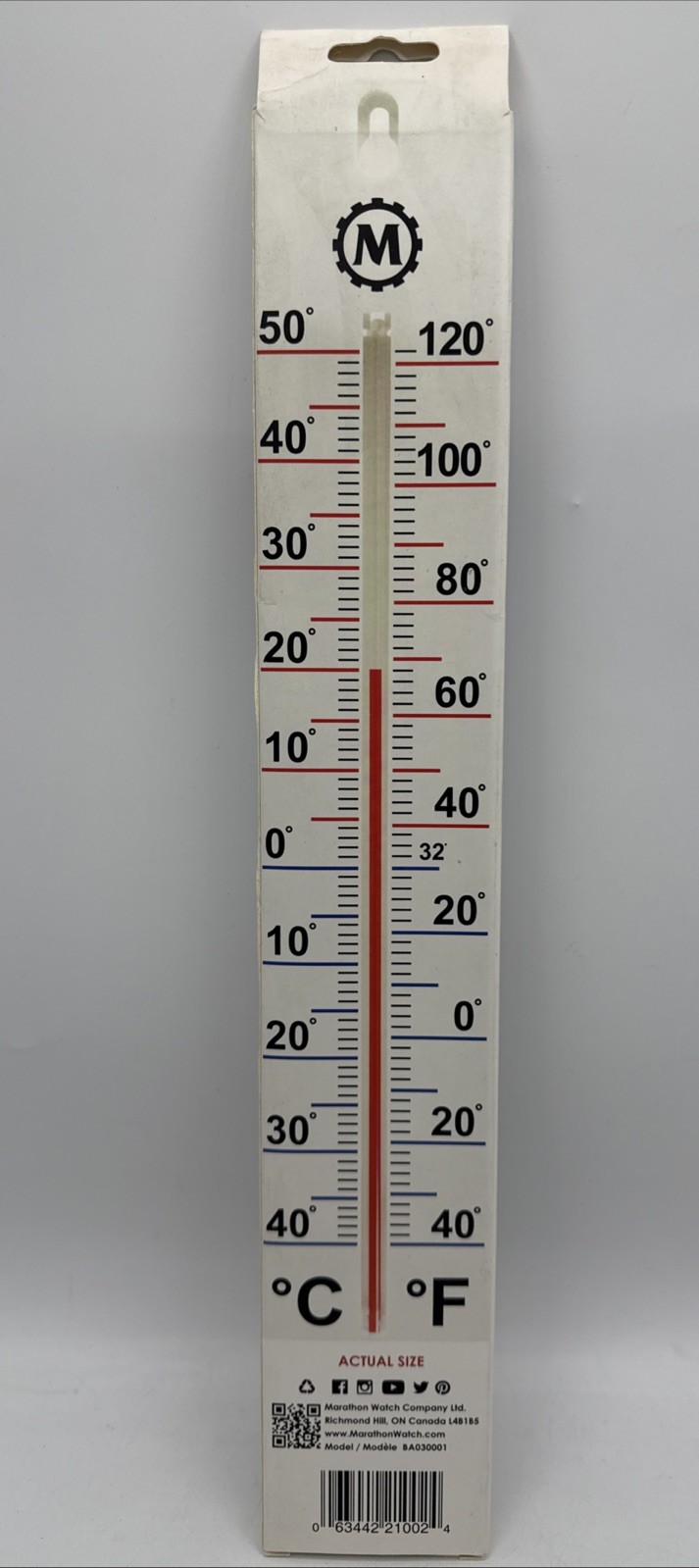 Marathon Vertical Outdoor Thermometer 40Cm Waterproof Temperature Measurement