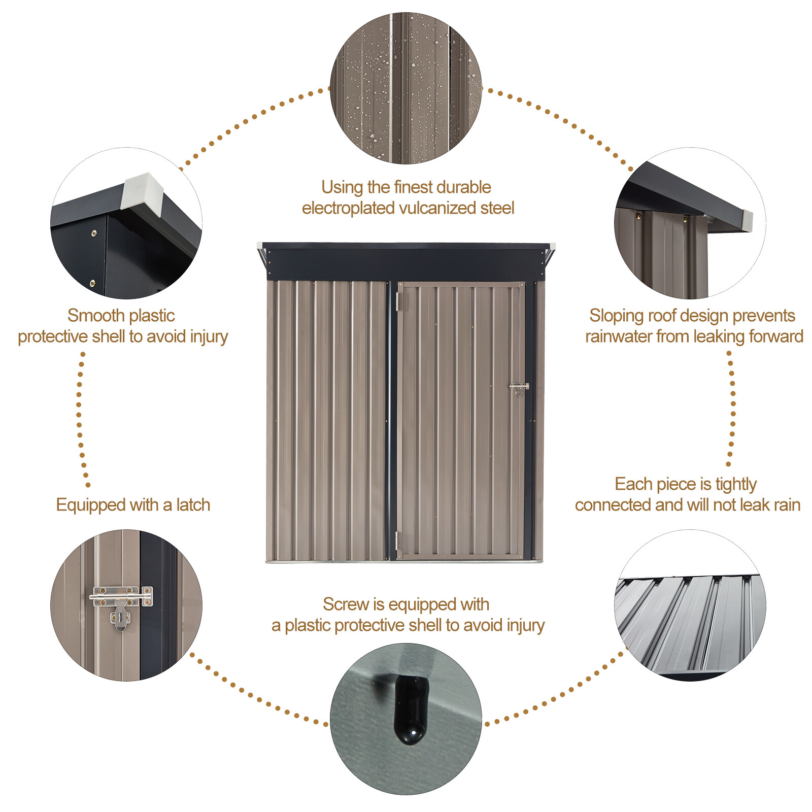 AECOJOY Outdoor Metal Storage Shed with Lockable Door