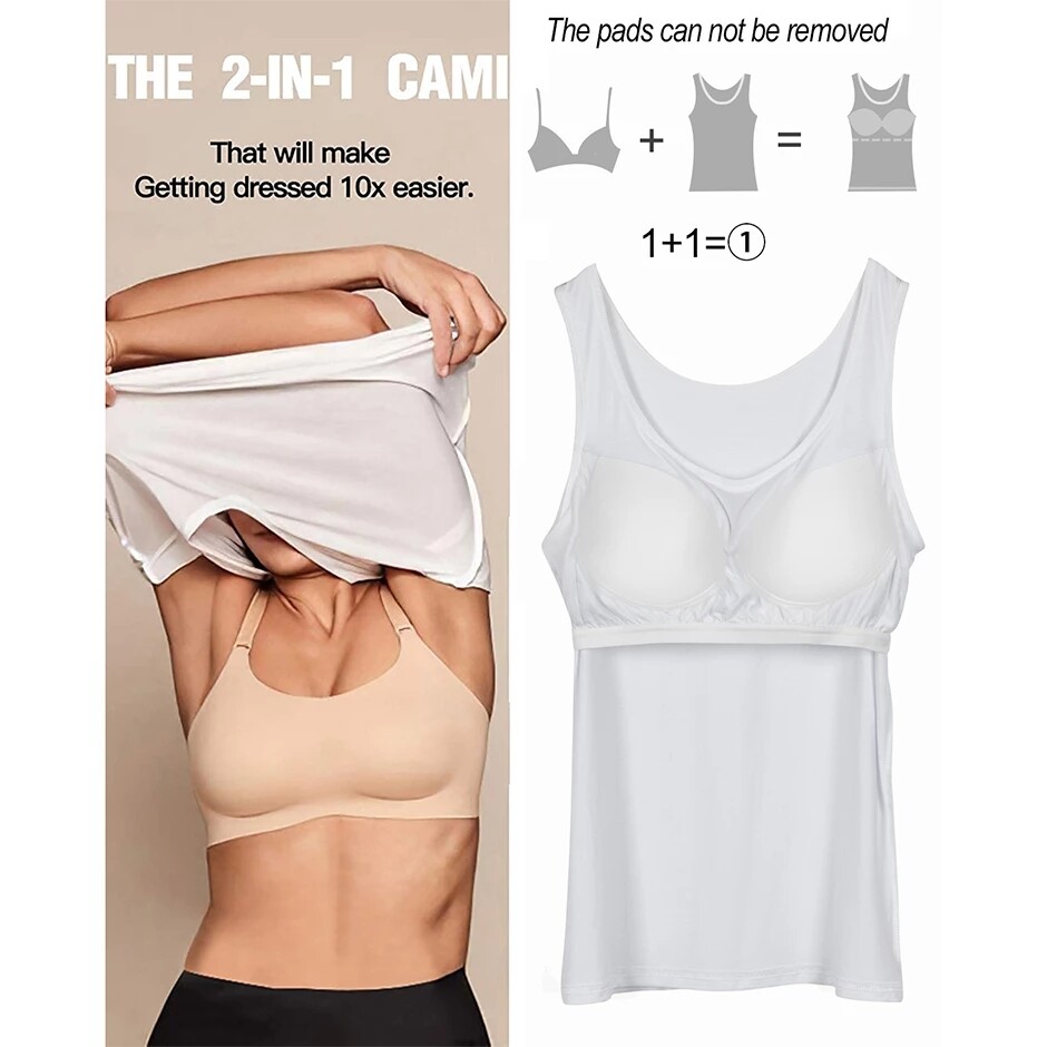 Tank Top for Women with Built in Bra Women Padded Compression Camisole Shapewear