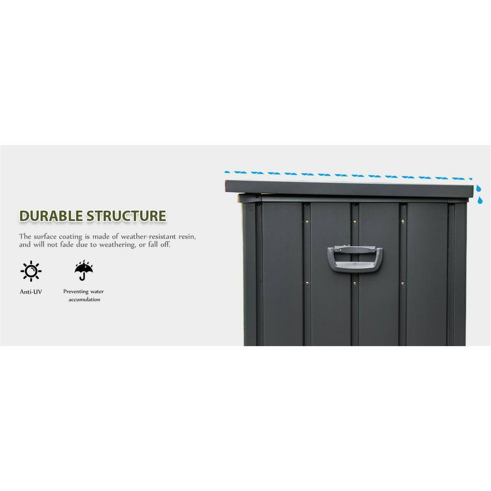 150 Gal. Dark Gray Steel Deck Box, Outdoor Waterproof Large Patio Storage Bin fo