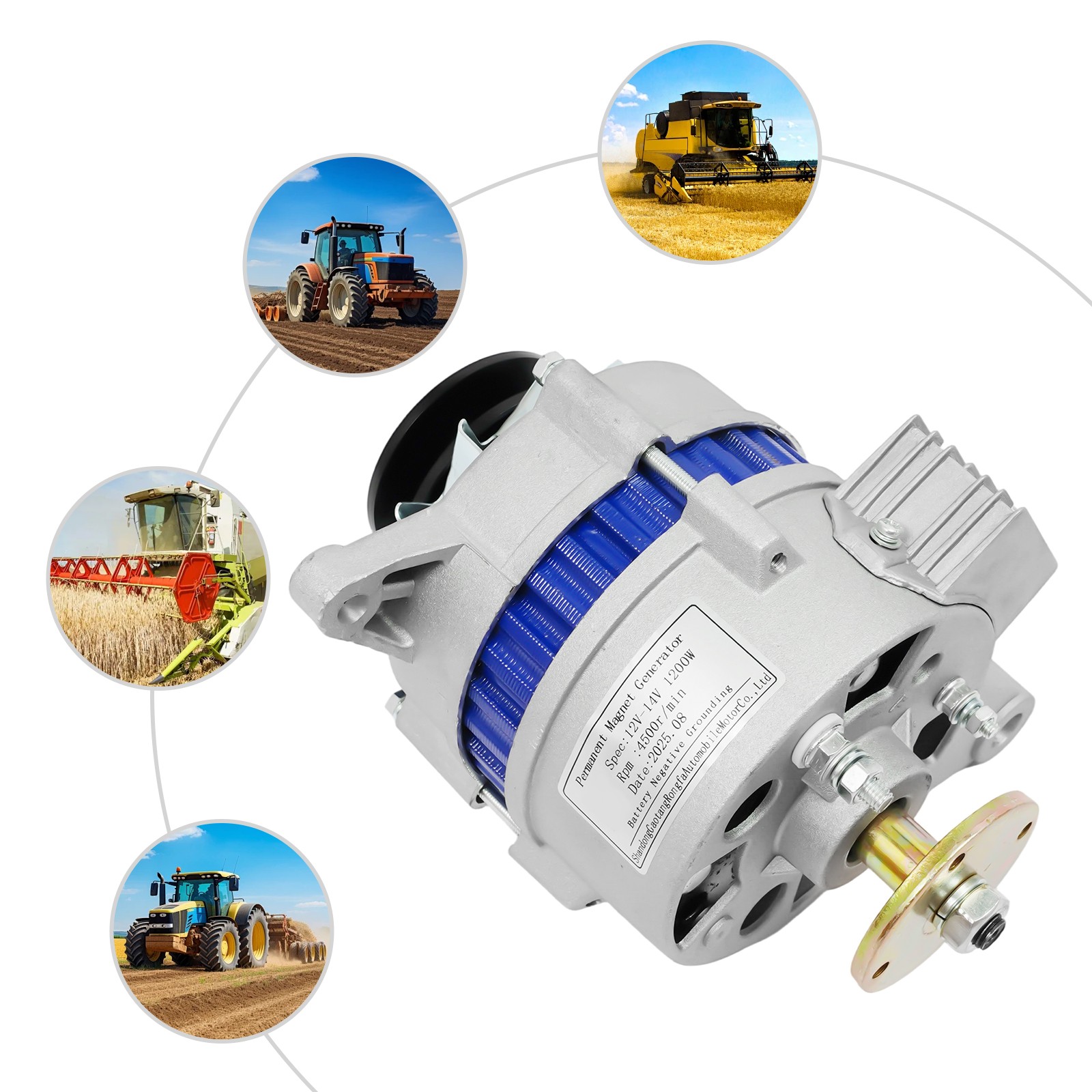 1200W Low Rpm Copper Permanent Magnet Alternator 12V Synchronous Generator PMA