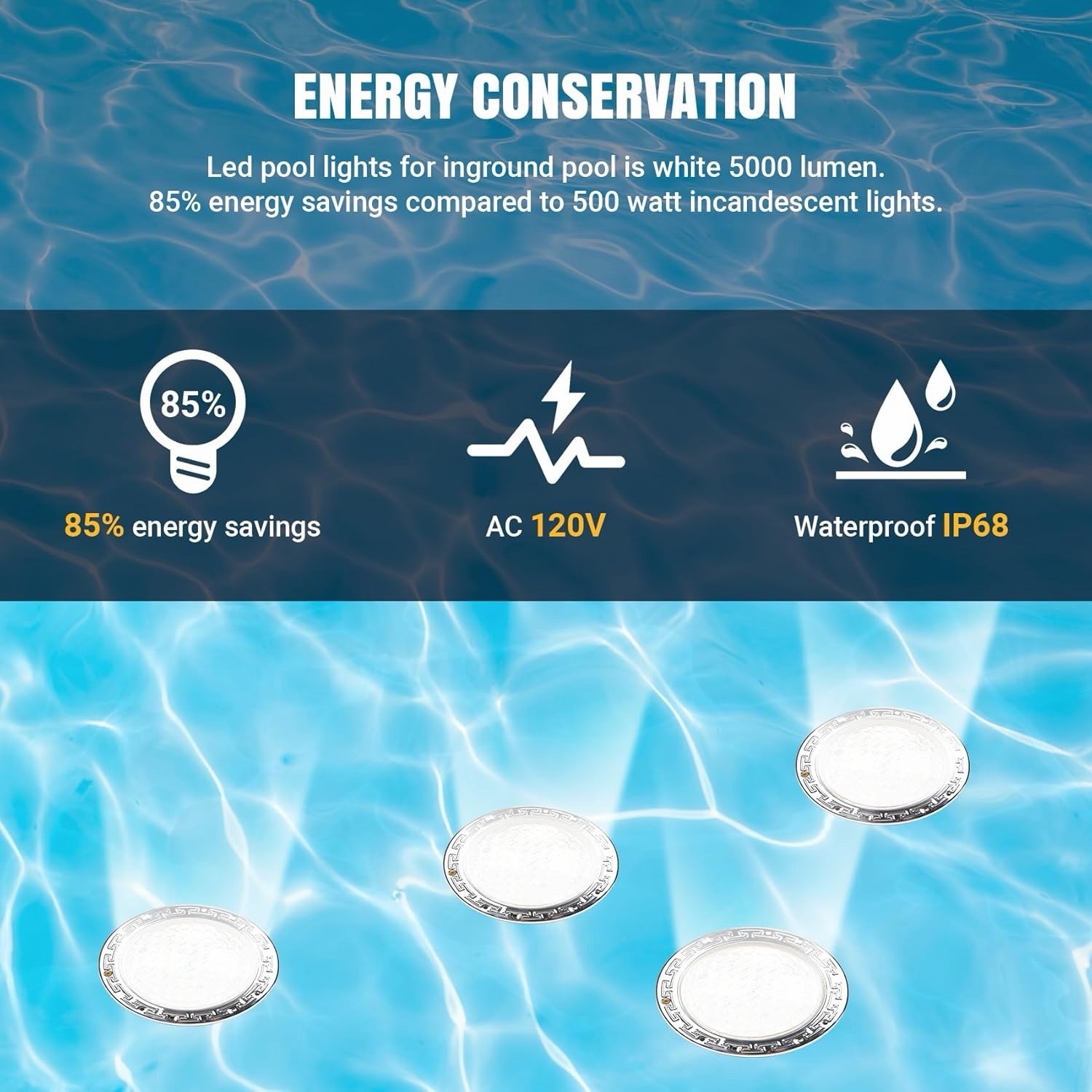 LED Pool Lights for Inground Pools,120V Pool Lights White,10 Inch Inground 50 FT