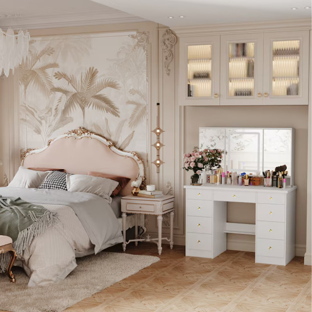 FUFU&GAGA 43.3-in White Makeup Vanity