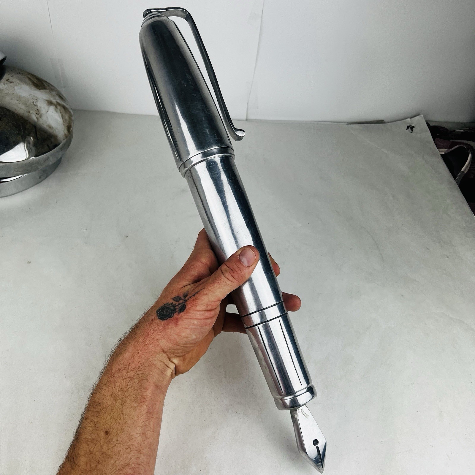 Vintage Oversized Aluminum Fountain Pen Store Display 20.5 Inch