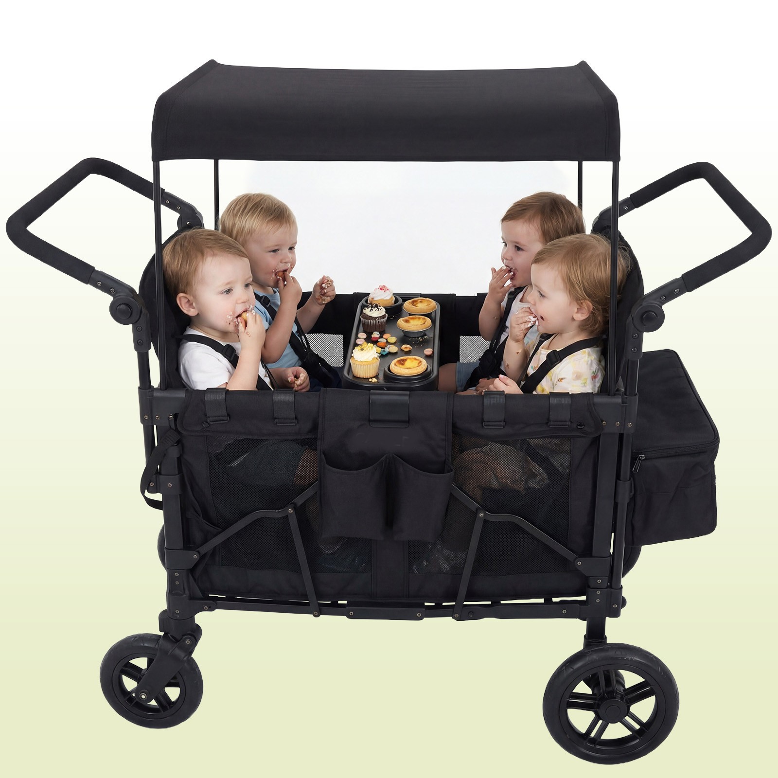 4 Seater All-Terrain Wagon Stroller Premium Wagon Stroller with Safety Harness