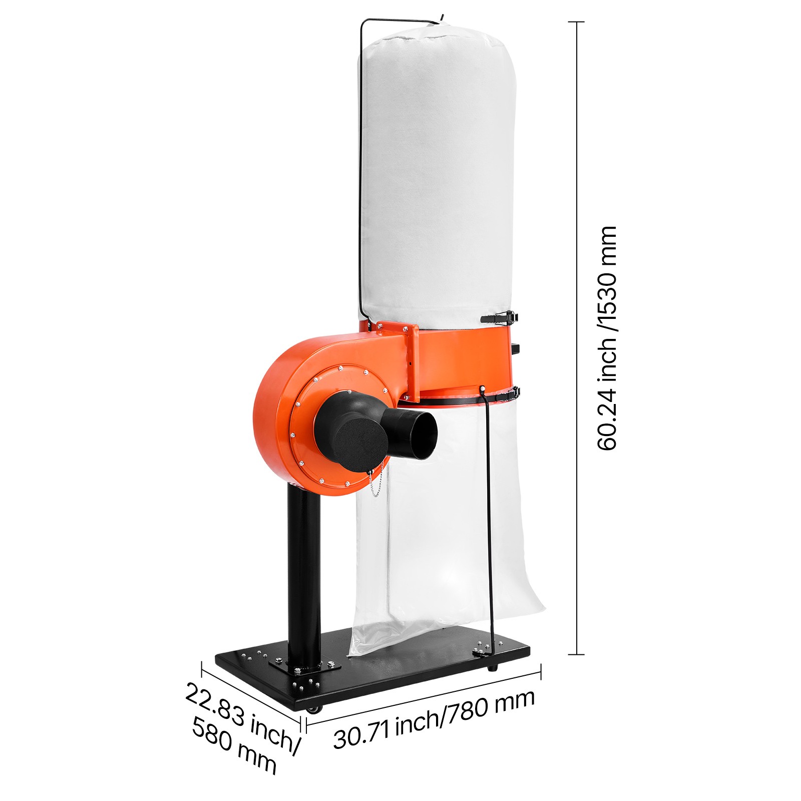 Uimoso 800 CFM Dust Collector with 2.5 Micron Filter and 3400 RPM Vortex Cone
