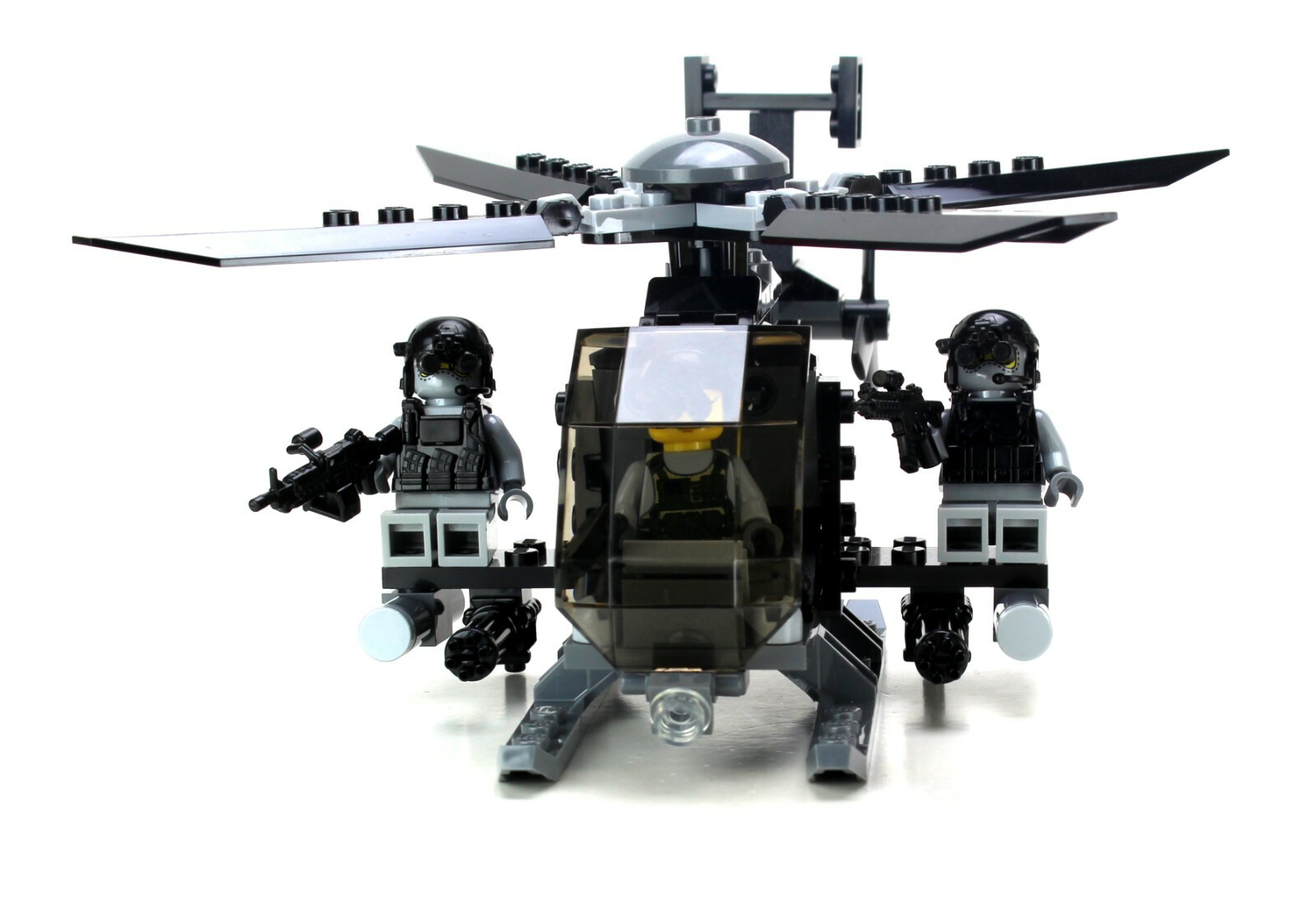 AH-6 Little Bird with 3 Rangers Army helicopter made w/ real LEGO® bricks