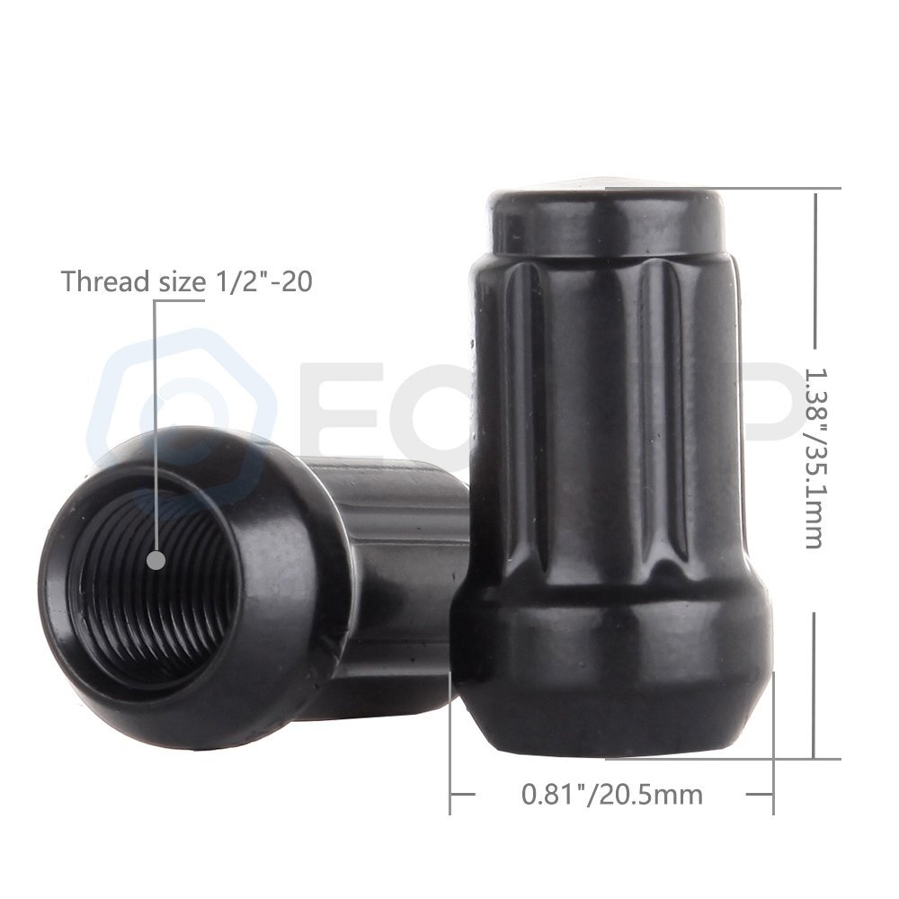 23 Set Of 1/2''-20 + 2 Key Black 6 Spline Tuner Wheel Lug Nuts For Ford Jeep