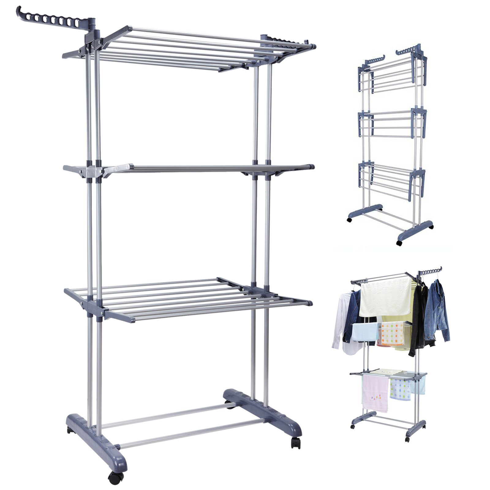 Clothes Drying Rack Folding Clothes Rail Clothe Rack Laundry Garment Dryer Stand