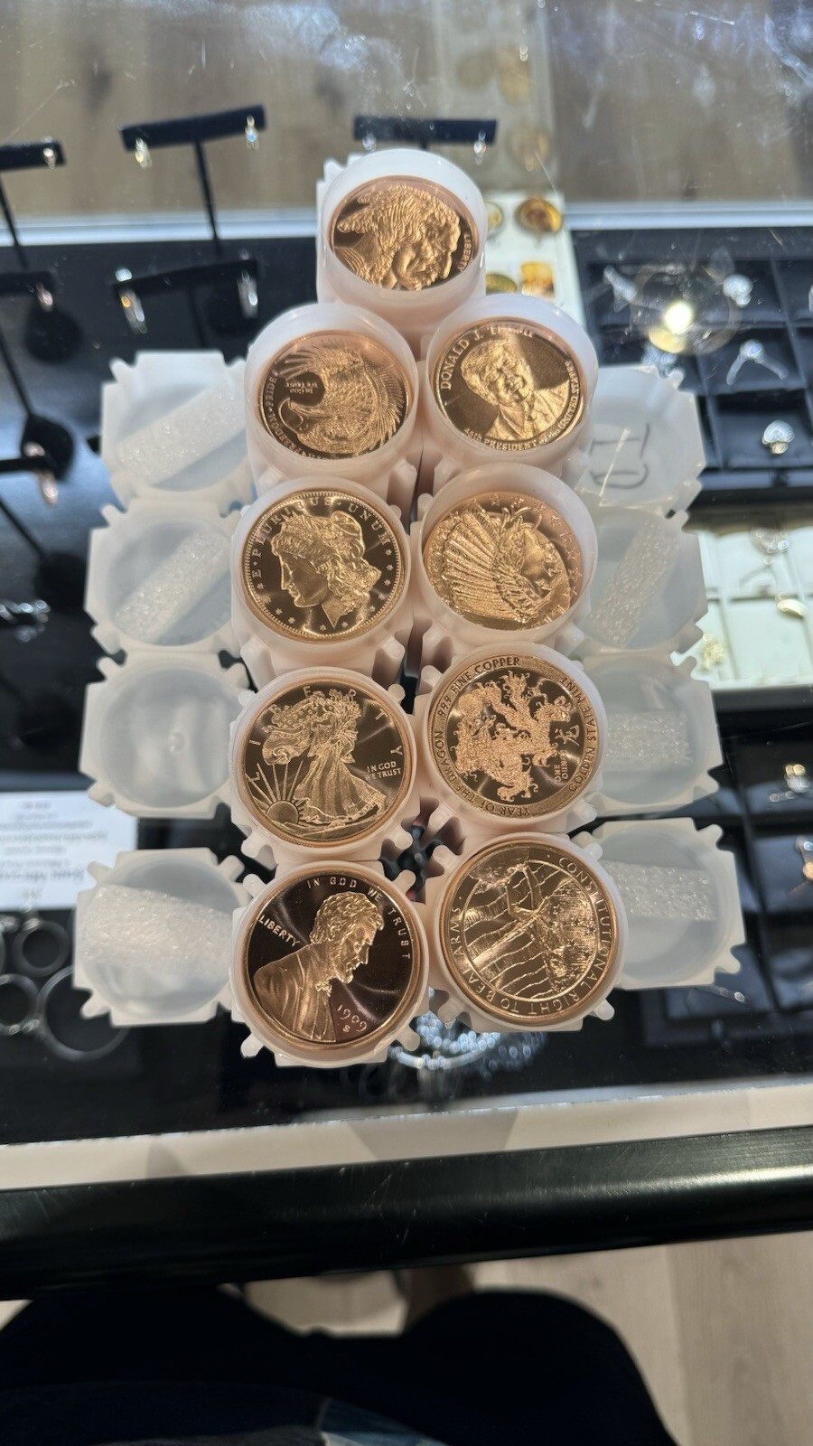 TUBE OF 20 X 1 OZ MIXED .999 FINE COPPER ROUNDS BULLION MIXED TUBES OF 20