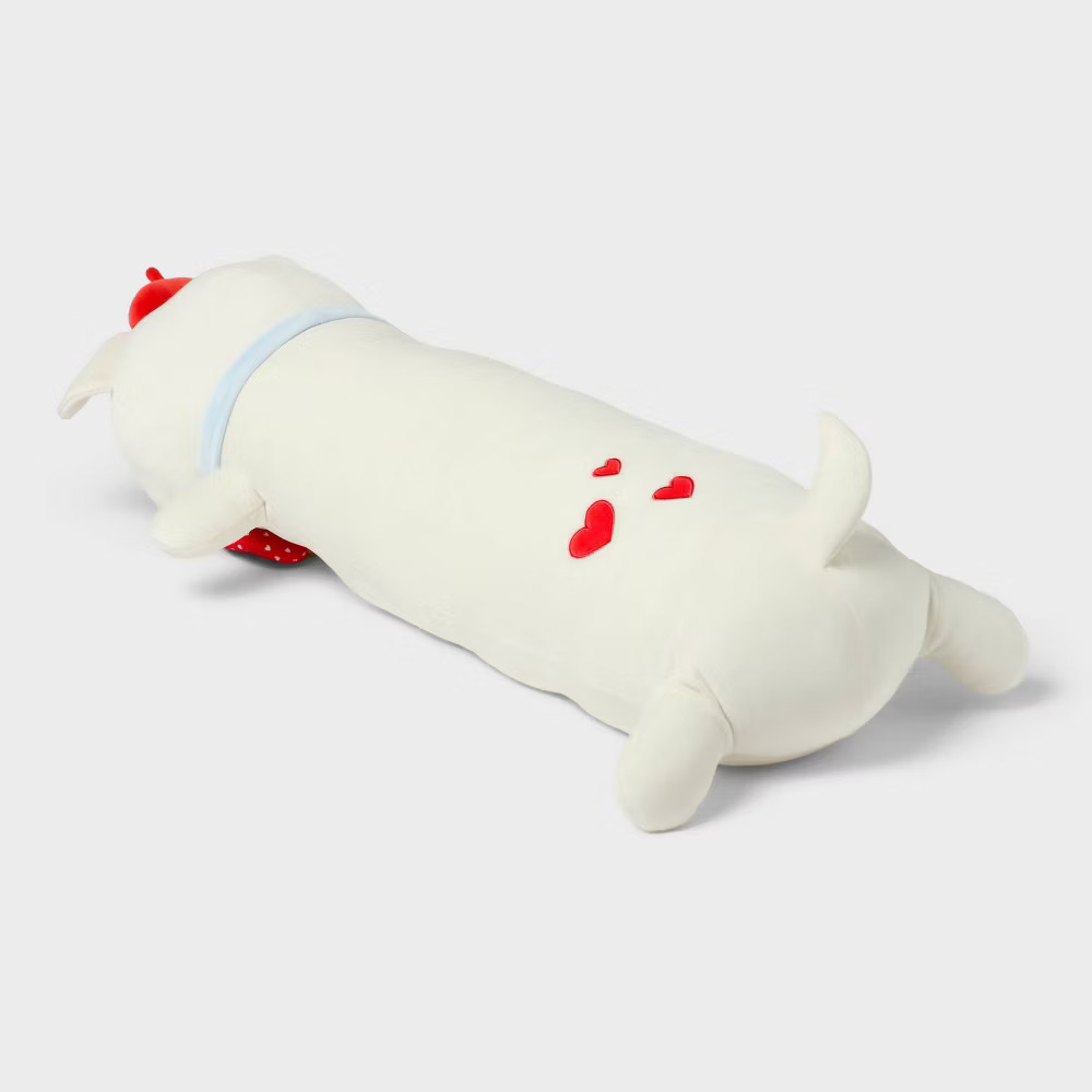 Frenchie Kids' Long Weighted Plush Throw Pillow Cream - Pillowfort