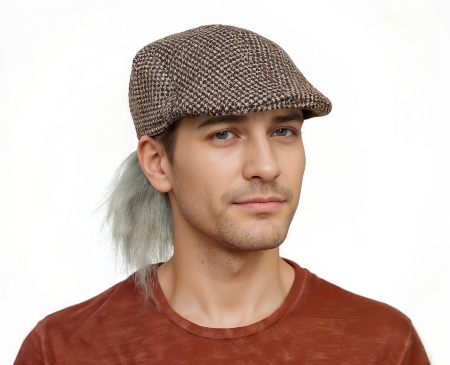 Old Man Wig Driving Cap with Attached Gray Hair Costume Hat Grandpa Adult Teen