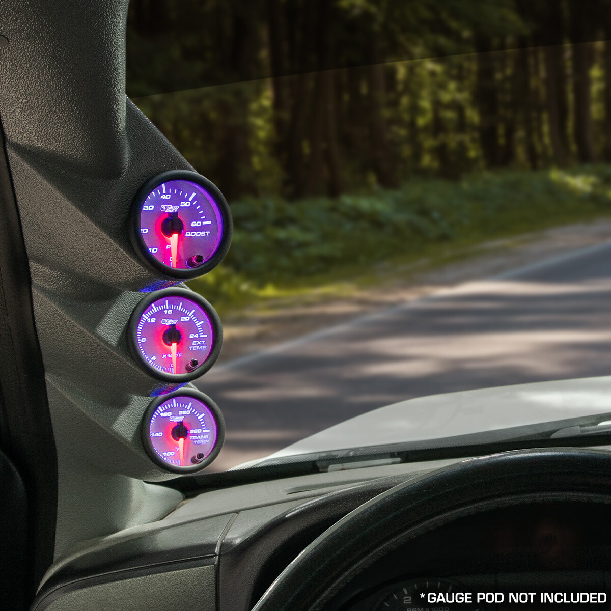 White 7 Color Diesel Gauge Set - Boost, Pyrometer EGT, Trans Temp