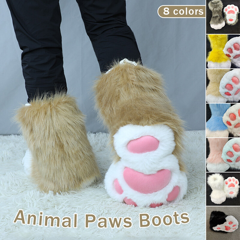 Plush  Costume Furry Animal Paw Shoes Cosplay Cat Paw Shoes Fursuit Foot Socks