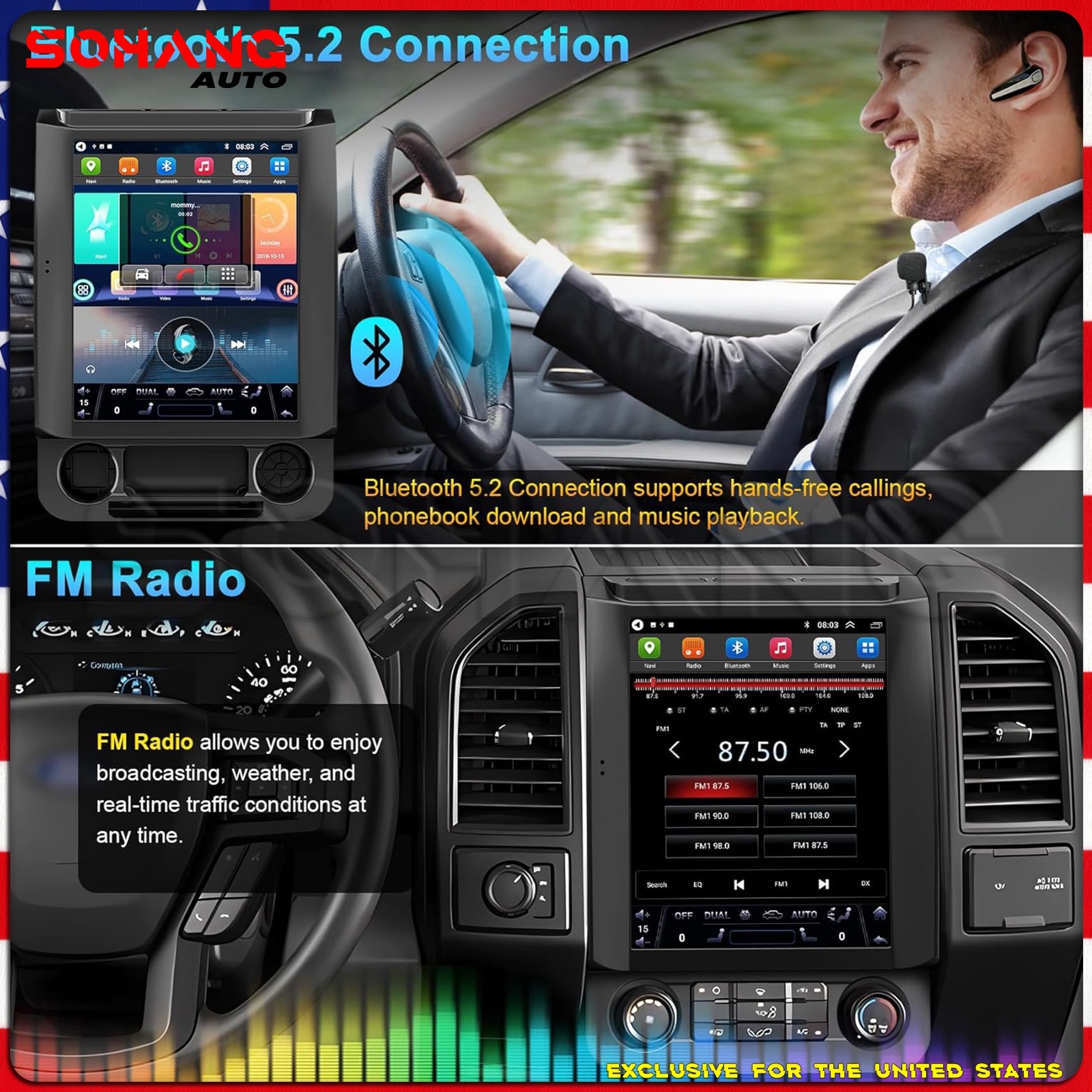 SoHang | 12.1'' Car Radio Stereo CarPlay For Ford F150 F250 F350 Tesla Style GPS