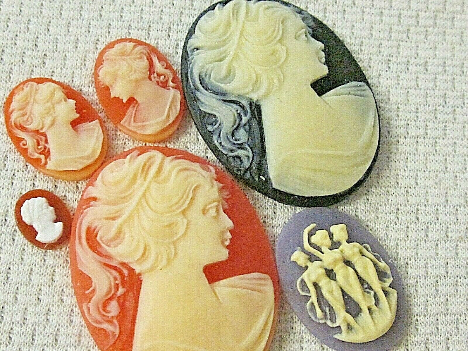 * SALE * VTG 15 CAMEOS 40x30mm HUGE LOT THK JEWELRY RESIN FINDINGS REPAIR CRAFTS
