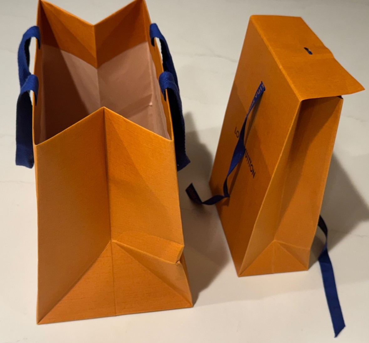 EMPTY LOUIS VUITTON PAPER GIFT BAGS 9.75"X8"X6" & 8.5"X6"X4" LOT OF 2