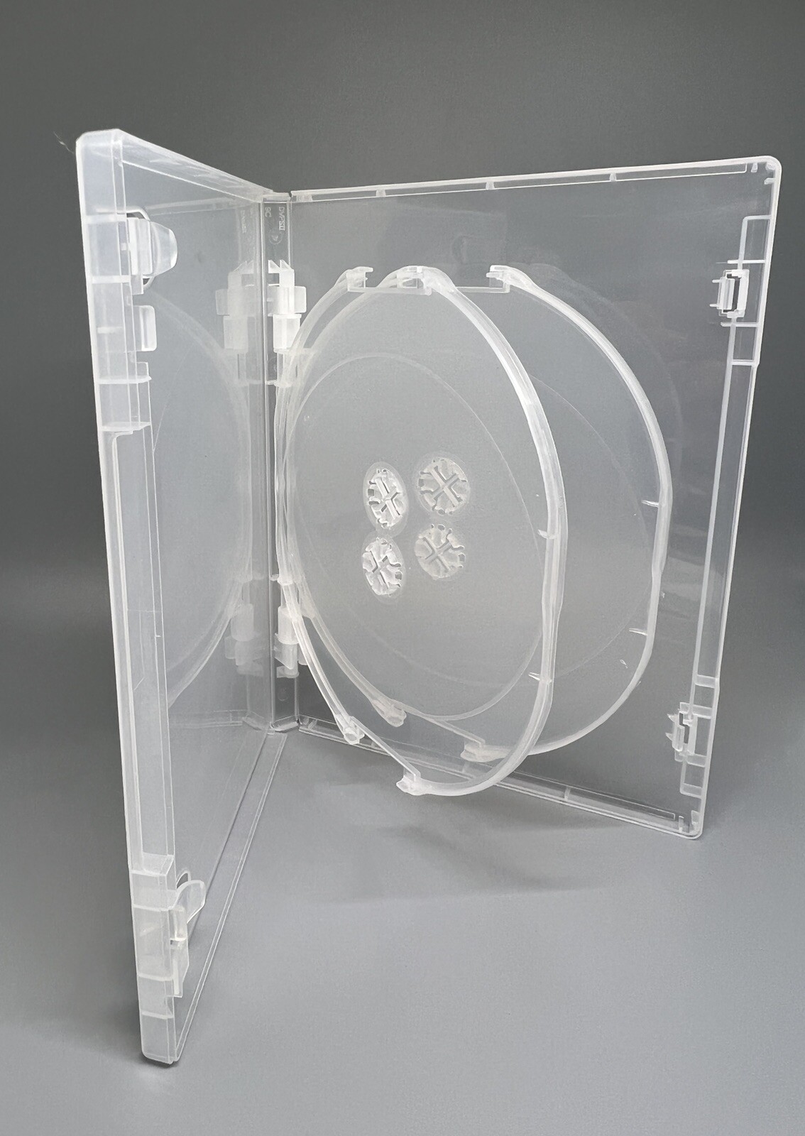 3 PCS TOP QUALITY 14MM SLIM QUAD (4) DISC DVD CASE, SUPER CLEAR, CLIP, DC1404CLR