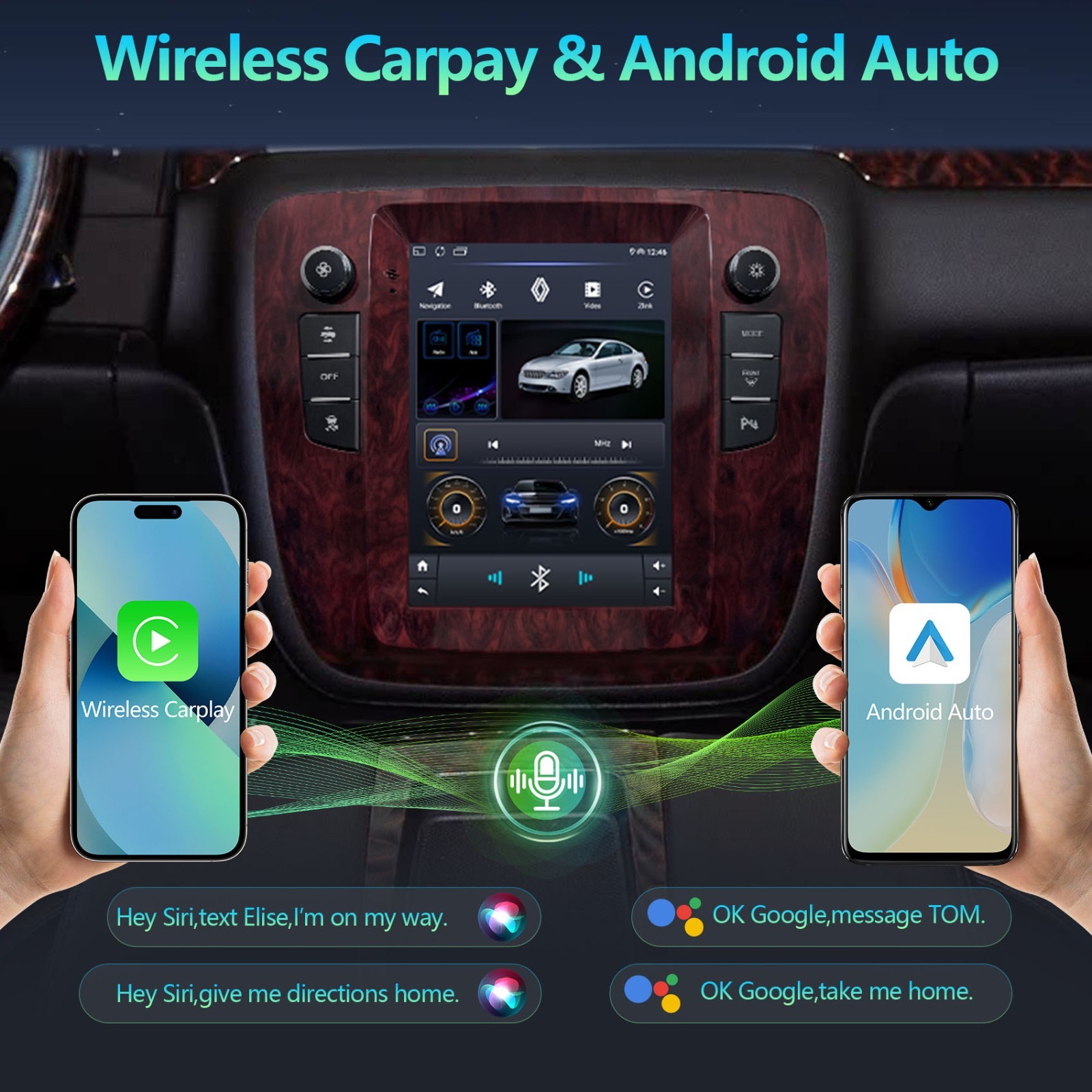 For 2007-2013 GMC Yukon Chevy Tahoe Suburban Apple CarPlay Car Radio Stereo GPS