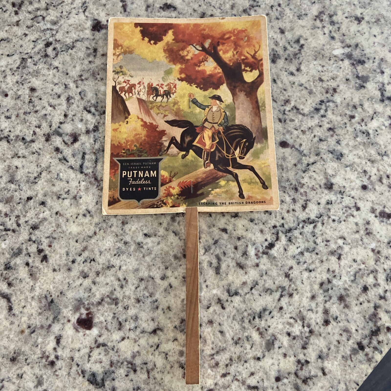 Putnam Dyes antique store fan sign, 1920s Peoples Drug Frederick