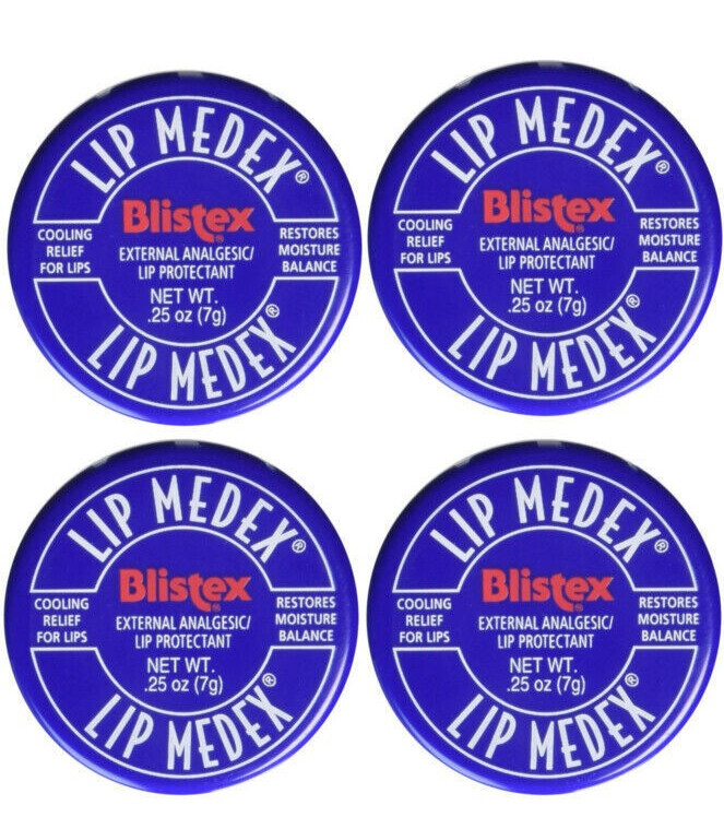 LOT 4x Jars Blistex Lip Medex Cooling Relief for Sore Lips & Moisture 0.25 oz