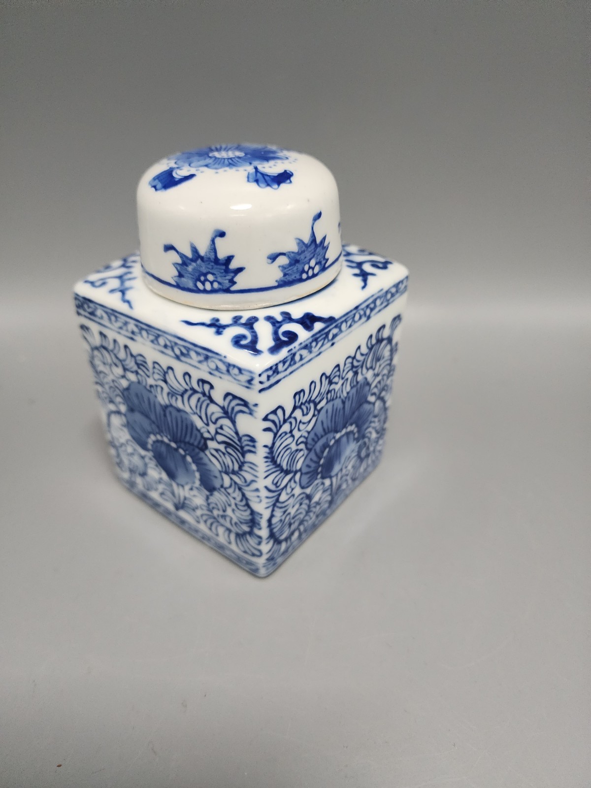 Small Square Blue & White Ginger Jar Canton Collection by Two's Company