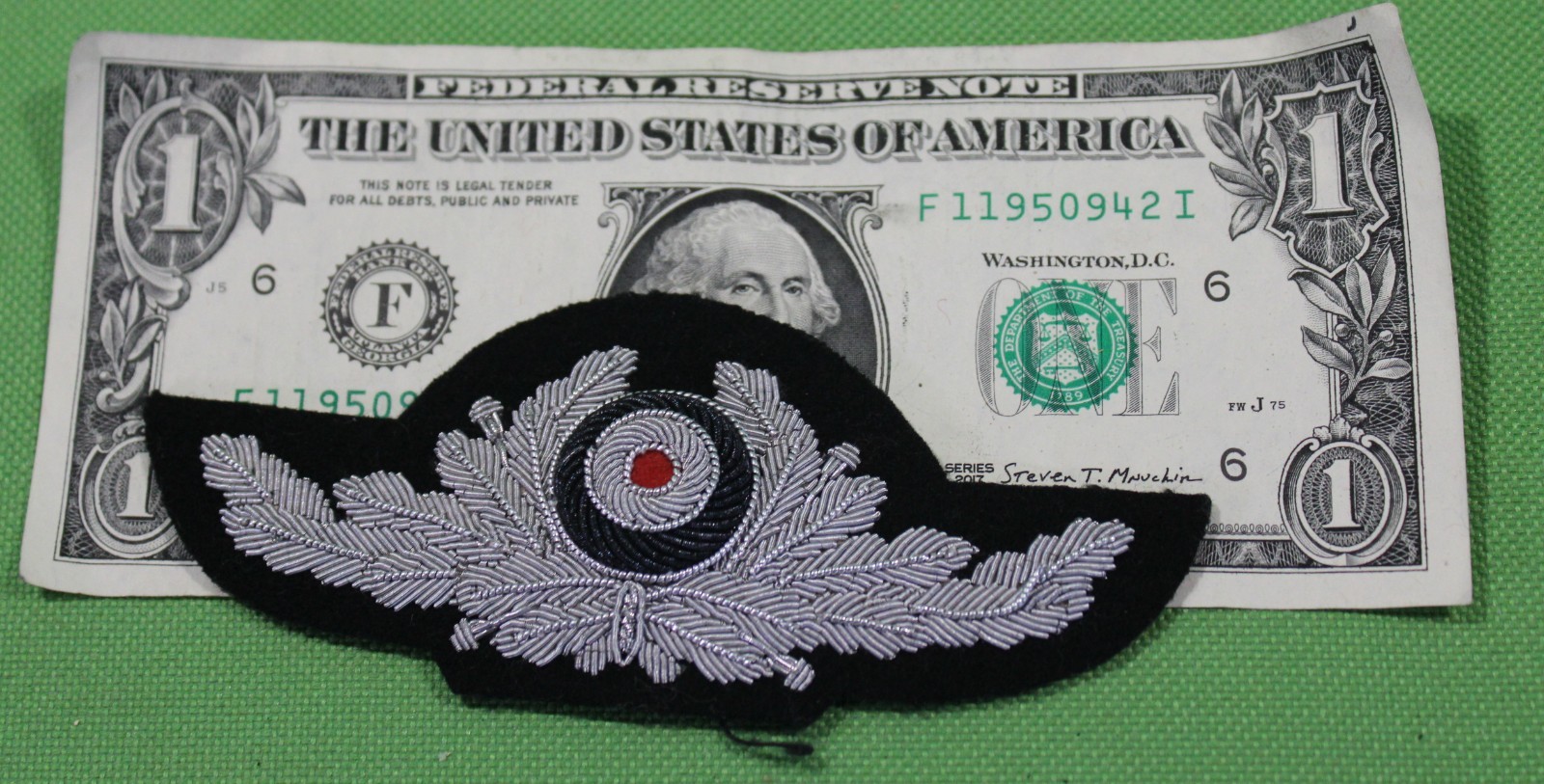 German World War II Luftwaffe Officers Visor Cap Wreath in Bullion Wire