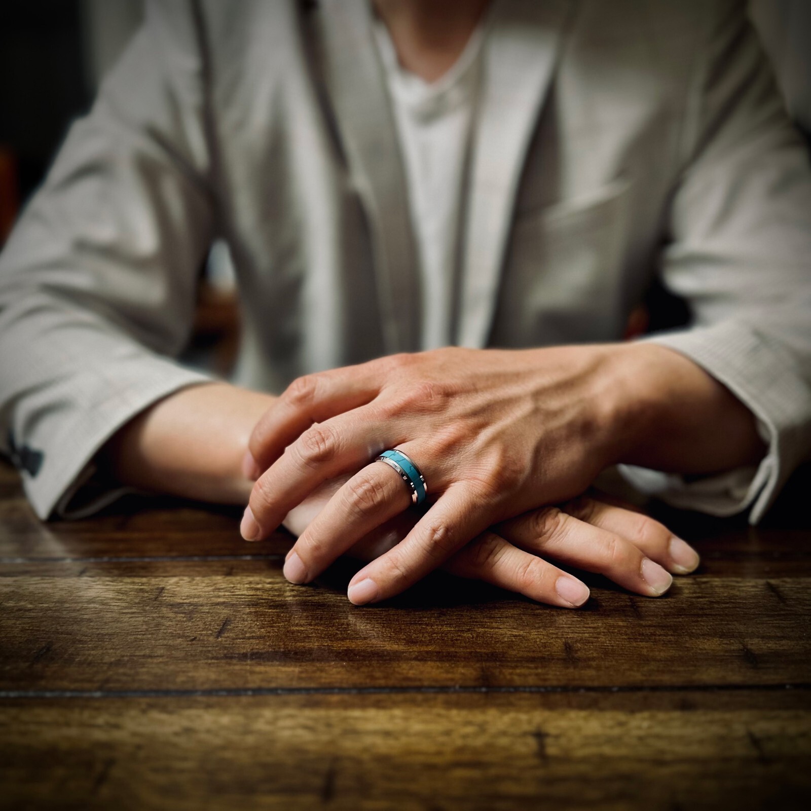 Tungsten Carbide Men's Turquoise Inlaid Comfort Fit Wedding Band Ring Size 5-13