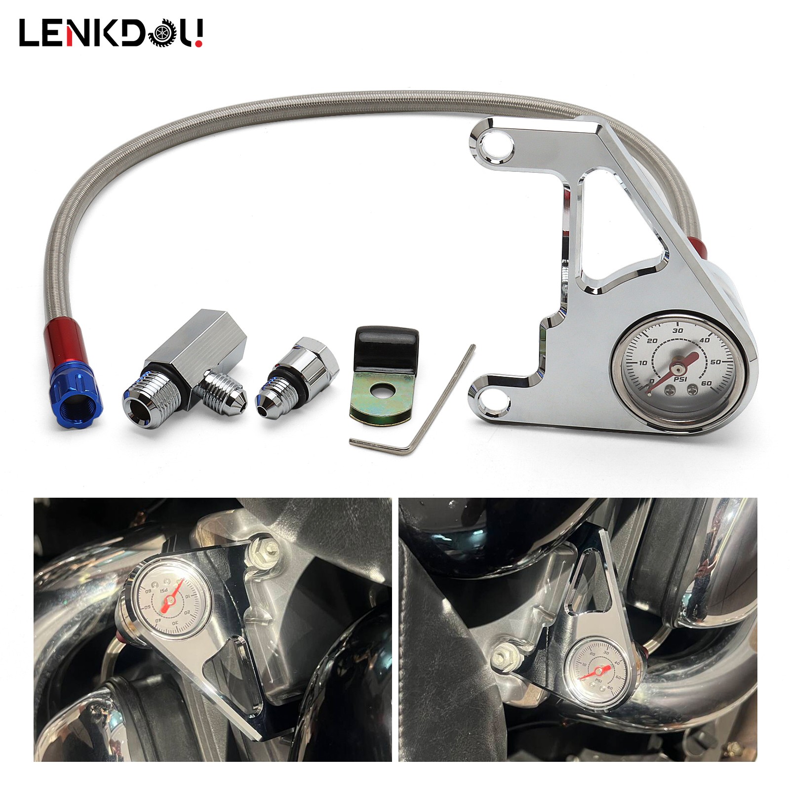 Chrome Oil Pressure Gauge Kit For Harley Twin Cam Touring Dyna Softail 1999-2017