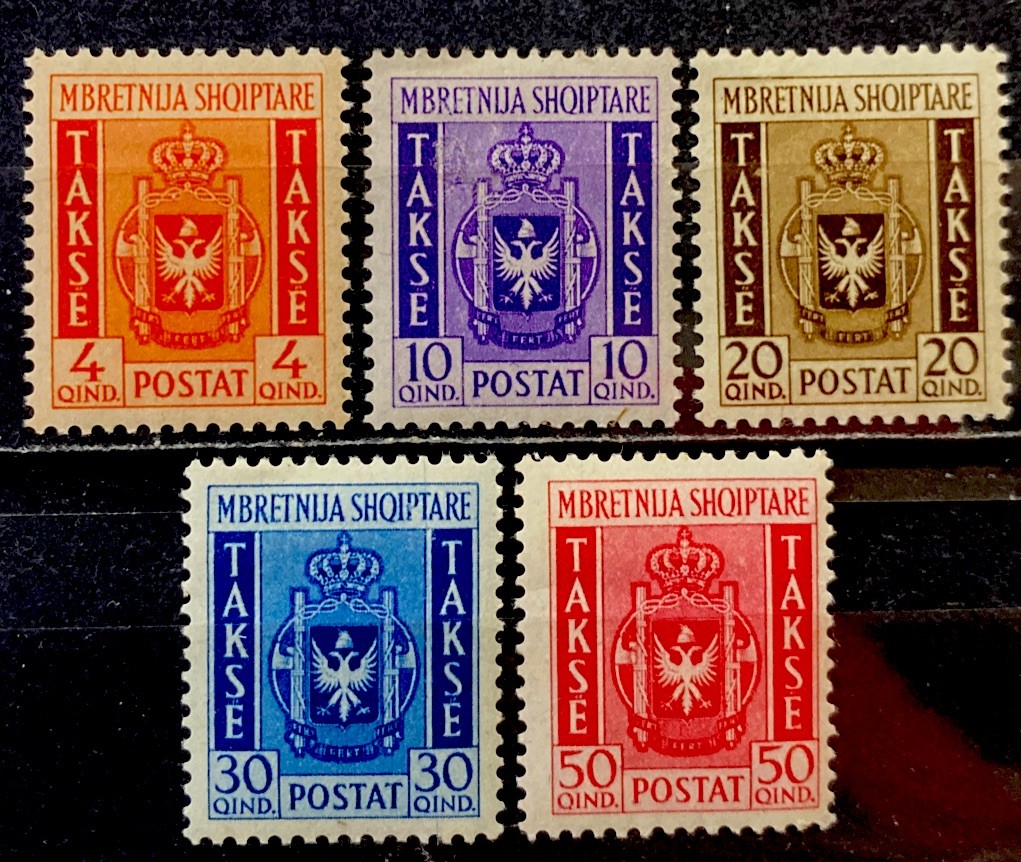 Albania 1940. POSTAGE DUE STAMPS. SC# J40-J44. Mint HOG