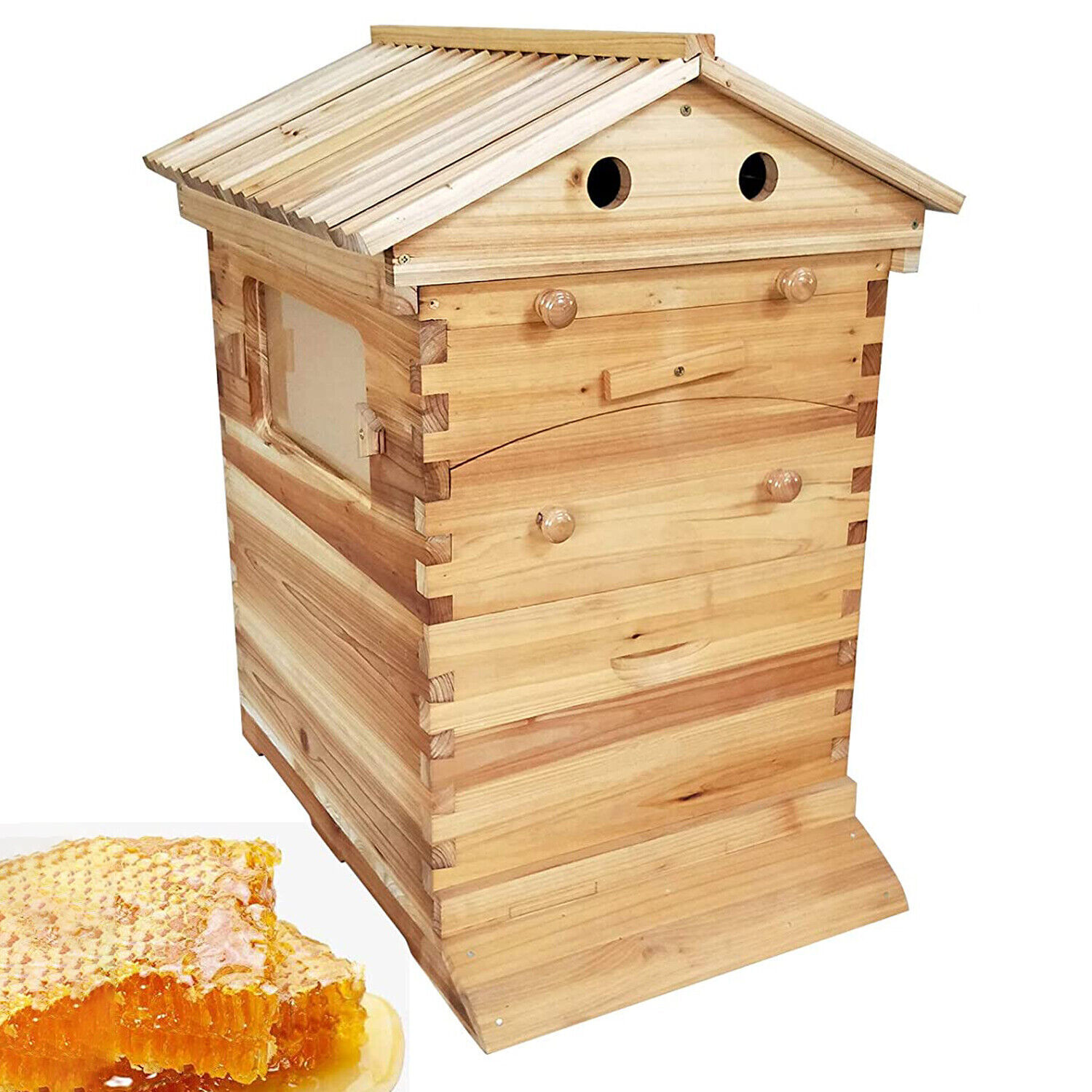 7Pcs Auto Seeping Honey Hive Beehive Frames + Beekeeping Wooden Cedarwood House