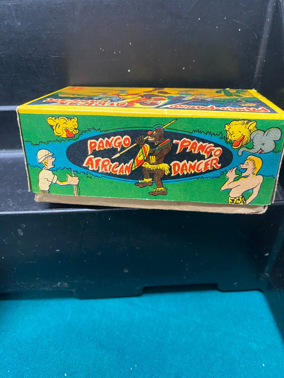 Vintage Pango Pango African Dancer Tin Mechanical Wind up Toy In Original Box