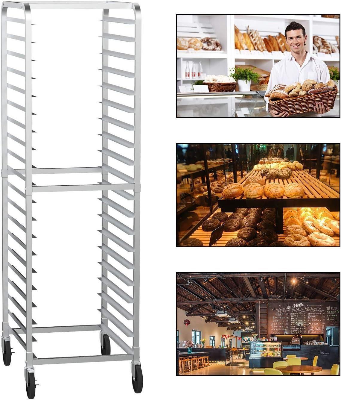 Heavy Duty 20-Tier Bakery Rack Bun Pan Rack Sheet Pan Rack with Brake Wheels