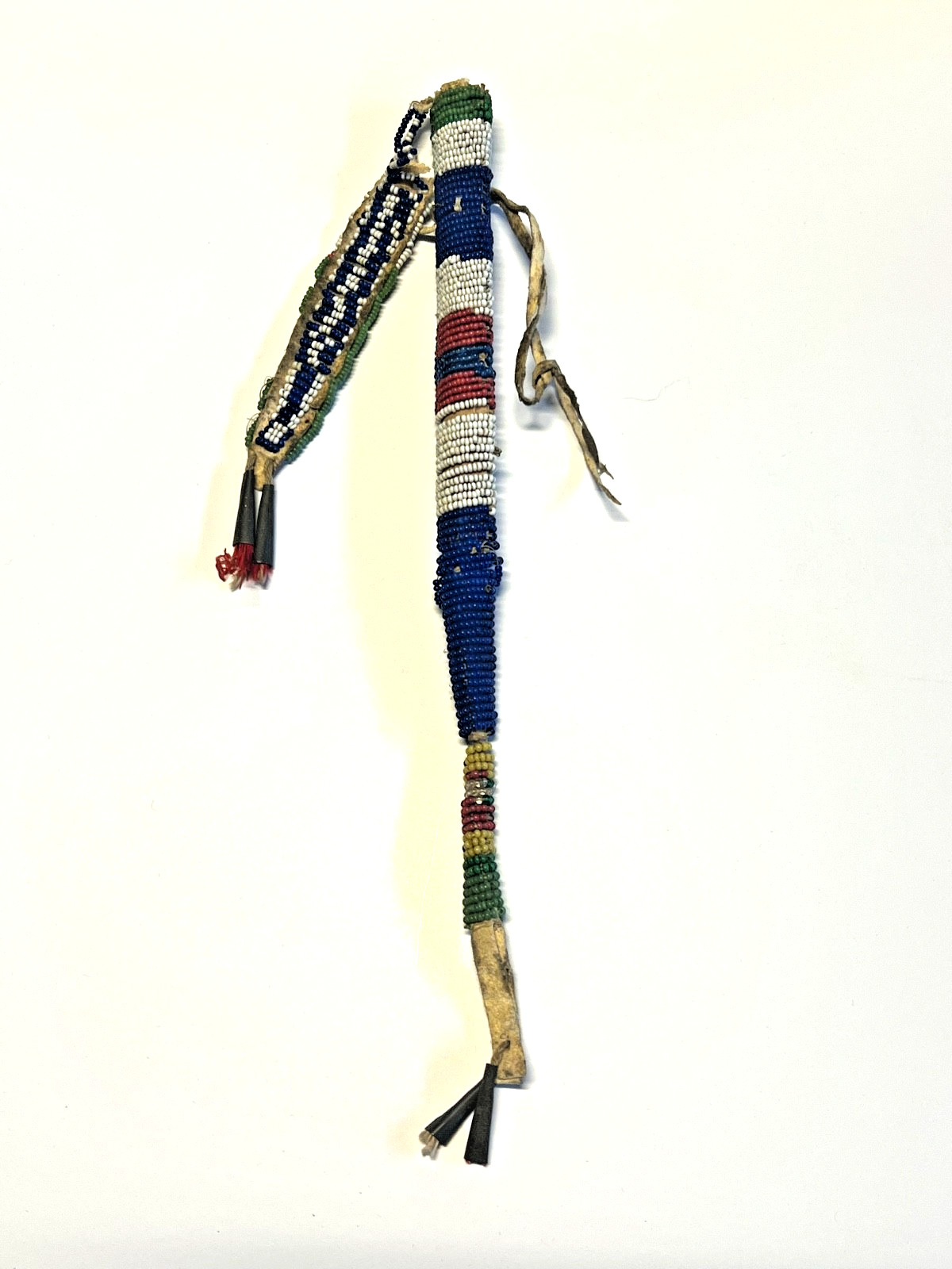 Antique Native American Indian Beaded Awl Case; Tinkle Cones;  1890's