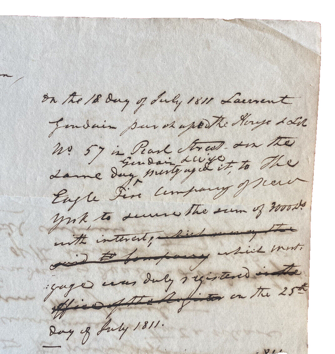 Early 19th Century Eagle Fire Co of New York, 1st Insurance Co in NY, Mortgage