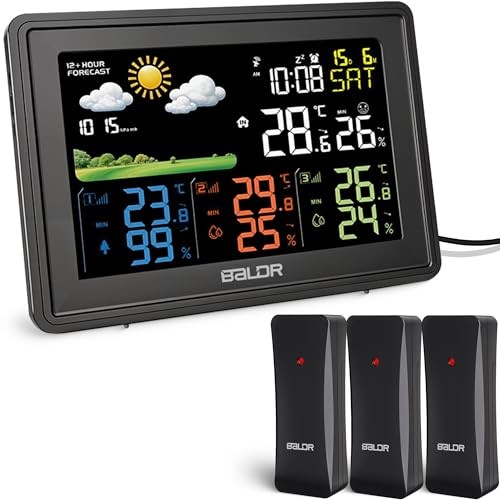 BALDR Digital Wireless Weather Station Indoor Outdoor 3 Thermo Hygrometer Sensor