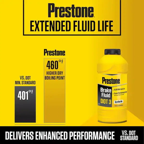 Prestone Dot 4 Brake Fluid - 12 Fl Oz- Synthetic, High Grade, 50,000 Mile
