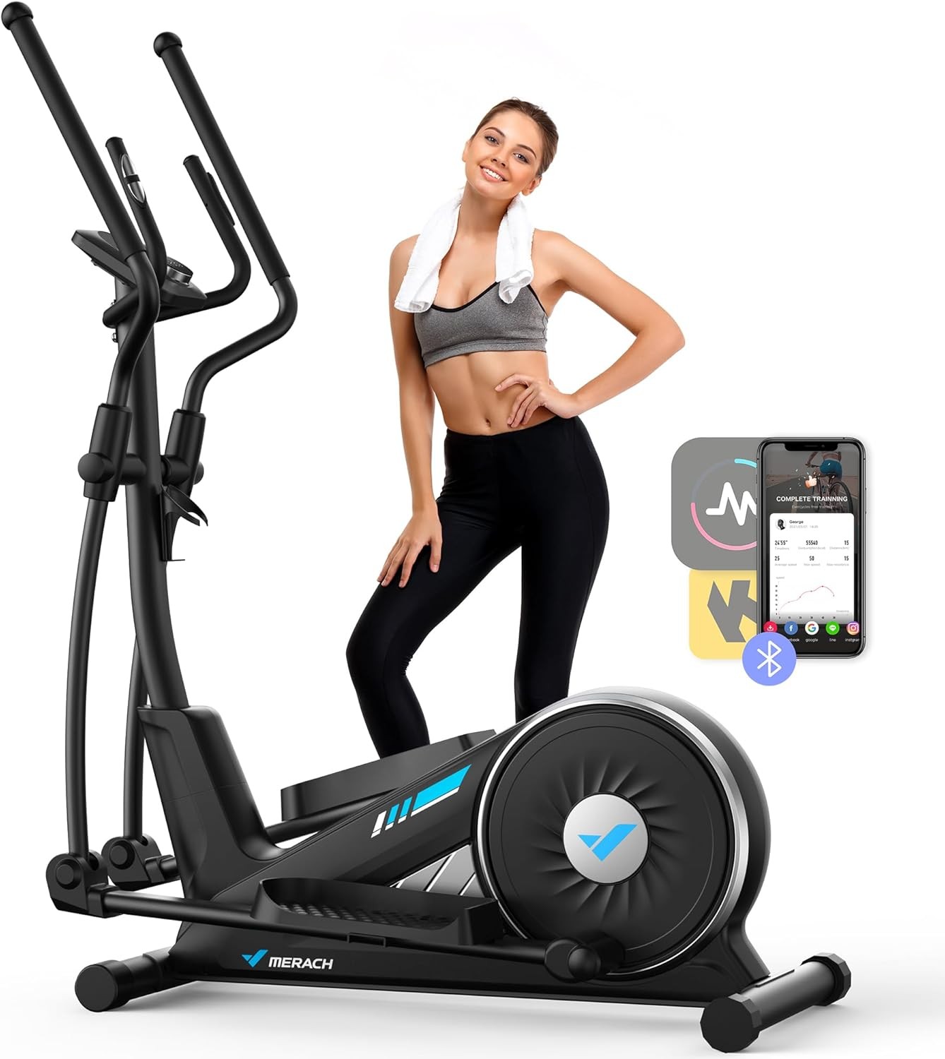 MERACH Elliptical Machine with 16Level Resistance Magnetic Drive System Home Use