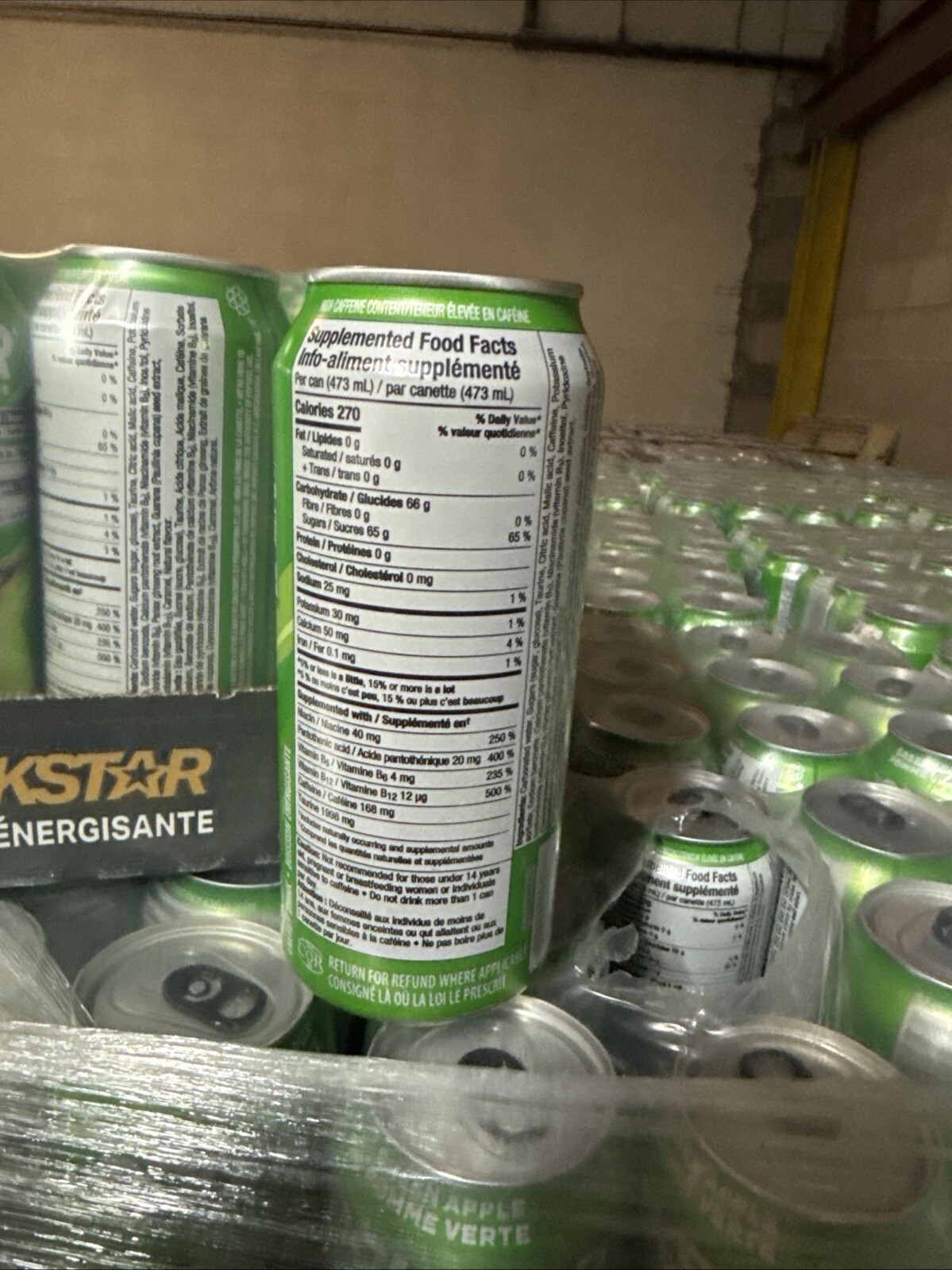 12 Cans of Rockstar Revolt Green Apple Flavored Energy Drink 473ml / 16 oz Each