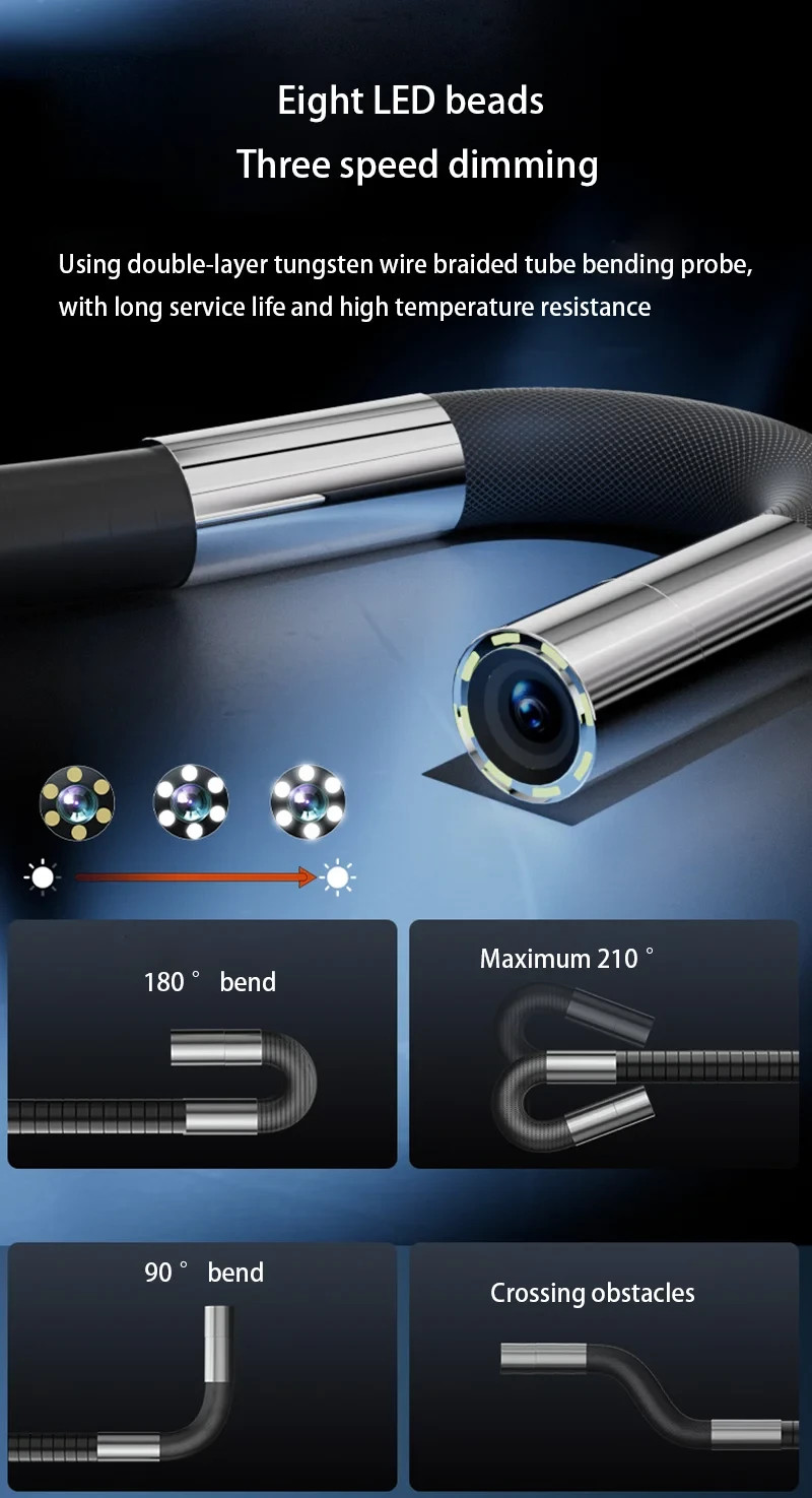 7-inch 2-Way 360° Articulating Borescope Industrial Endoscope Inspection Camera