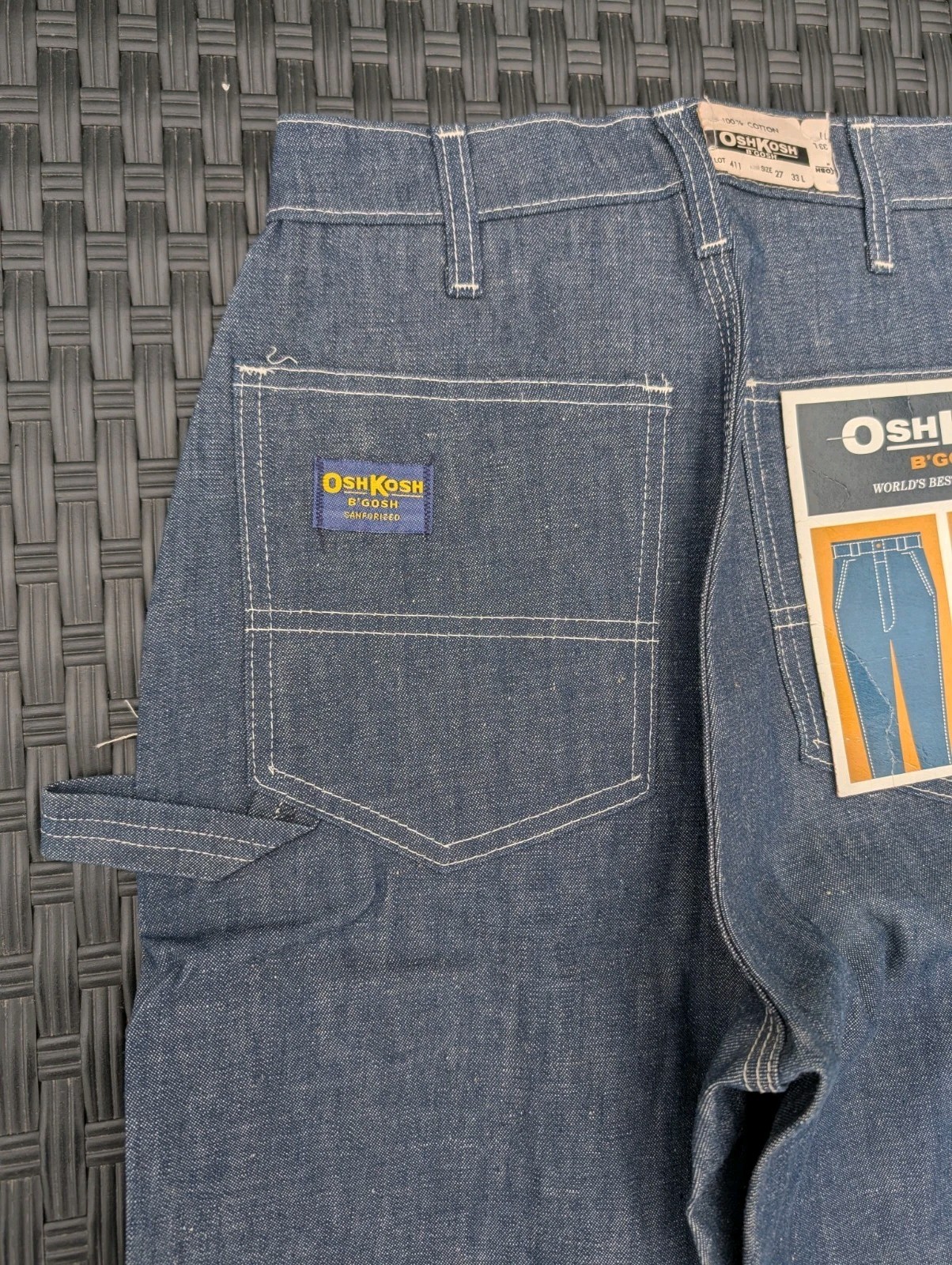 Vtg NOS Oshkosh B'Gosh Dungarees Denim Sanforized Jeans 27x33 NWT Union Made 70s