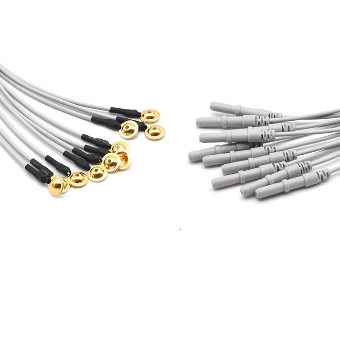 EEG Gold Cup Electrodes 48 Inch Wire With 1.5 Din Set Of 10 Total