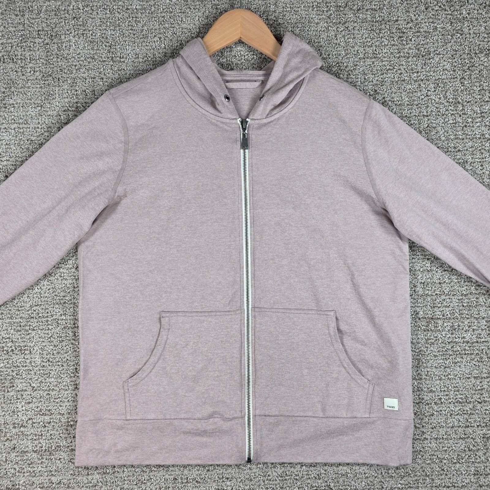 Vuori Halo Performance Hoodie 2.0 Womens Pink Full Zip Sweatshirt Size Medium