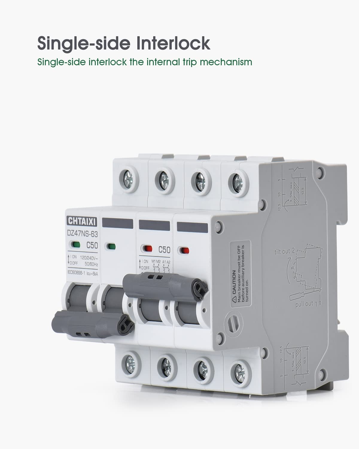 Manual Transfer Switch, 50 Amp 120V/240V AC Dual 2-Pole DIN Rail Mount RV Transf