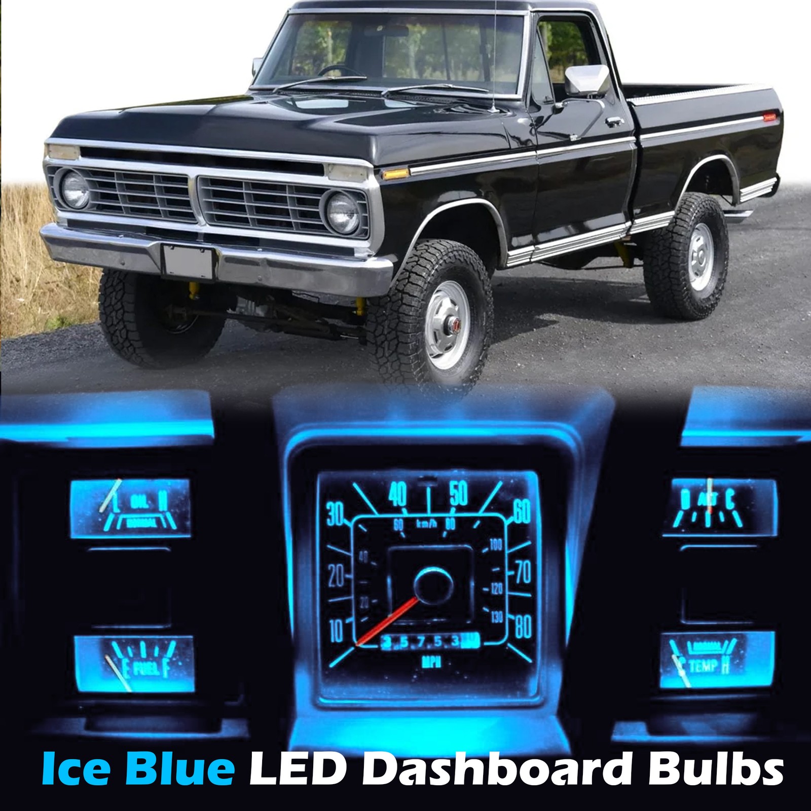Ice Blue Gauge Cluster LED Dashboard Bulbs For Ford F100-F350 Truck 1973-1979