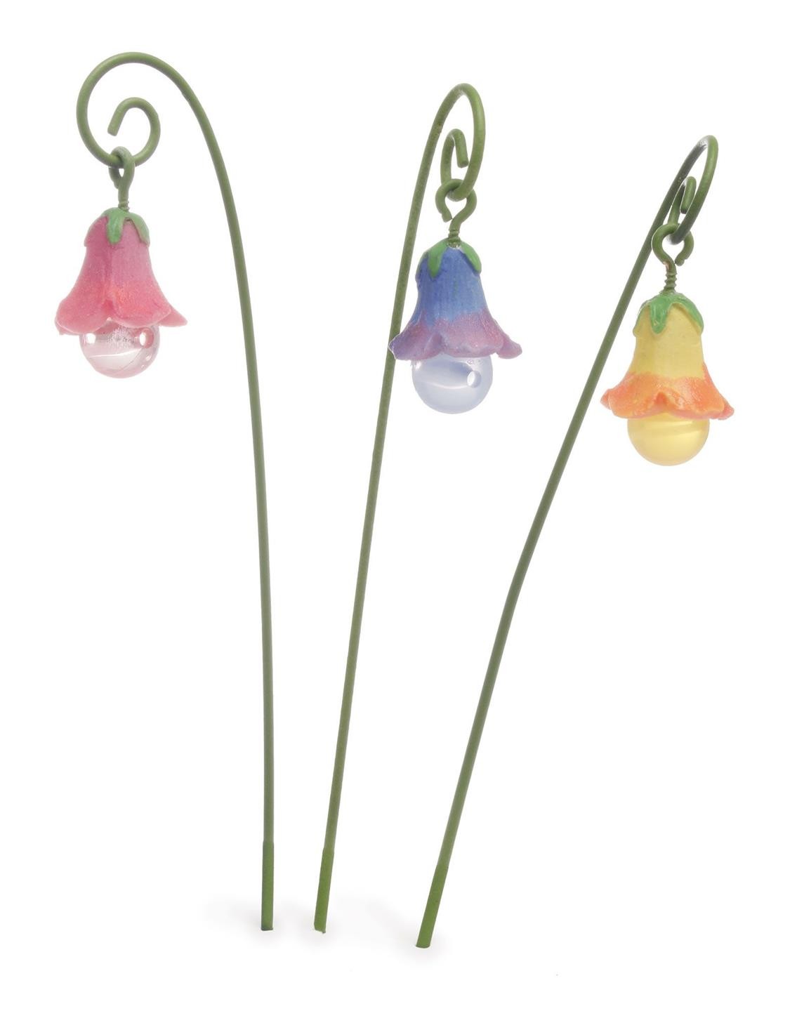 Miniature Fairy Garden Glow-in-the-Dark Flower Picks - Set of 3 - Buy 3 Save $5
