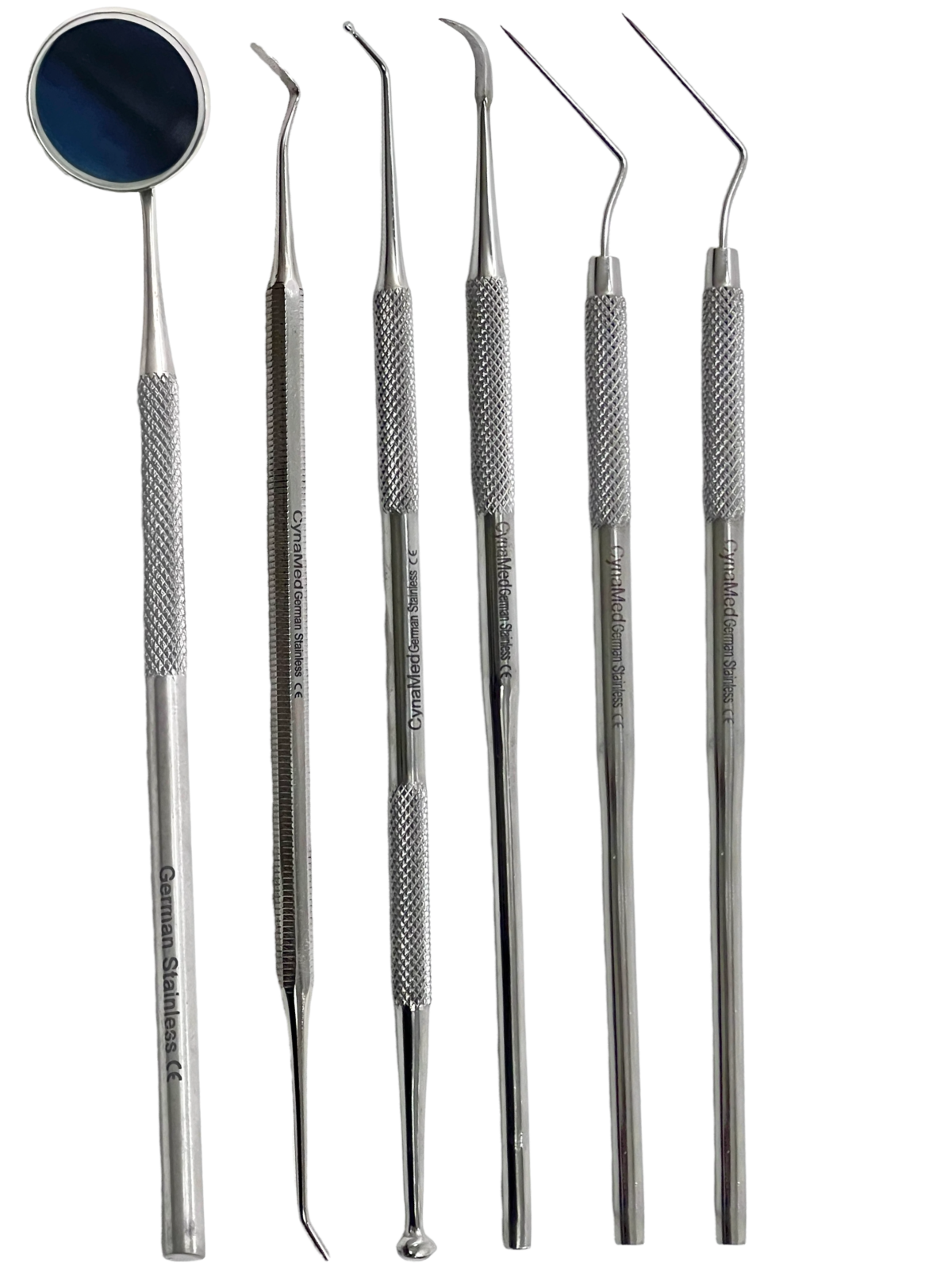 GERMAN Dental Scaler Pick Stainless Steel Tools with Inspection Mirror Set 6 PCS